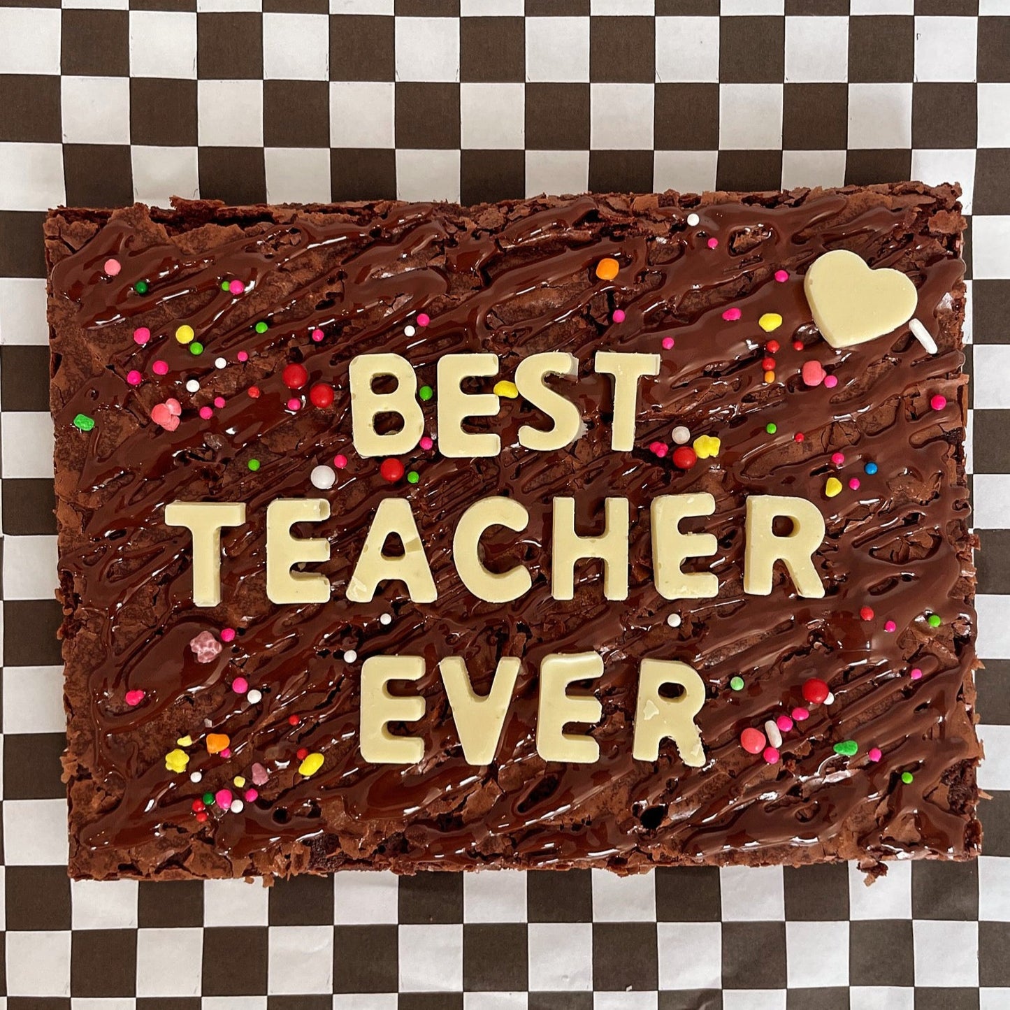 ersonalized message, chocolate message, homemade brownie gift card. Teacher appreciacion